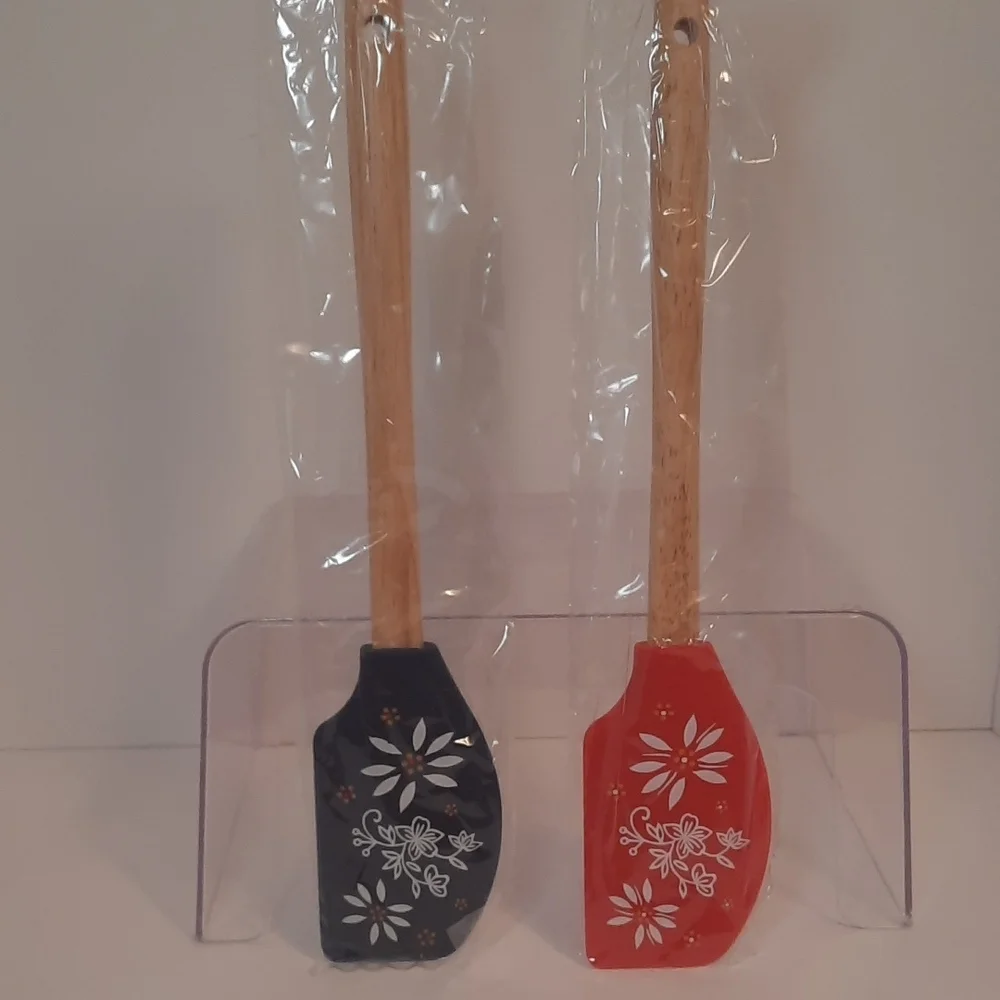 Temp-tations Old World Silicone Spatula Set, Bright Red and Navy Blue